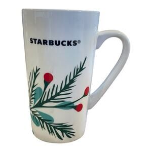 Starbucks 2020 Christmas Holiday Coffee Tea Mug 12 oz Red Holly Berry Pine